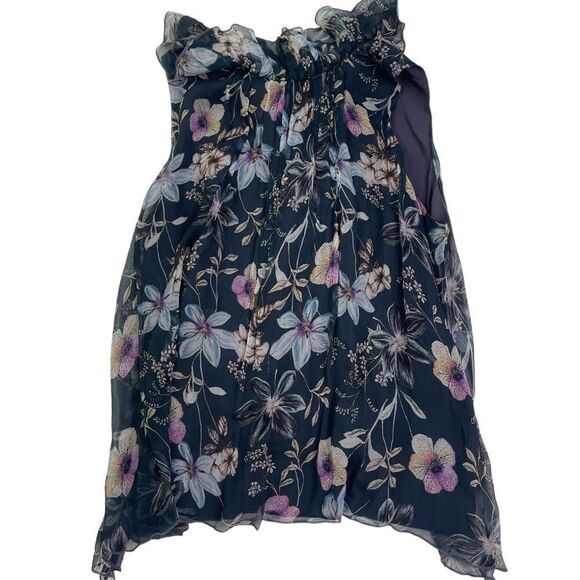 Johnny Was Silk Travis Ruffle Sleeveless Floral Blouse - Picture 8 of 8